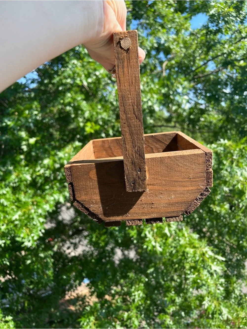 Vintage Wooden Caddy Organizer Tote Handle Farmhouse Primitive Rustic Decor
